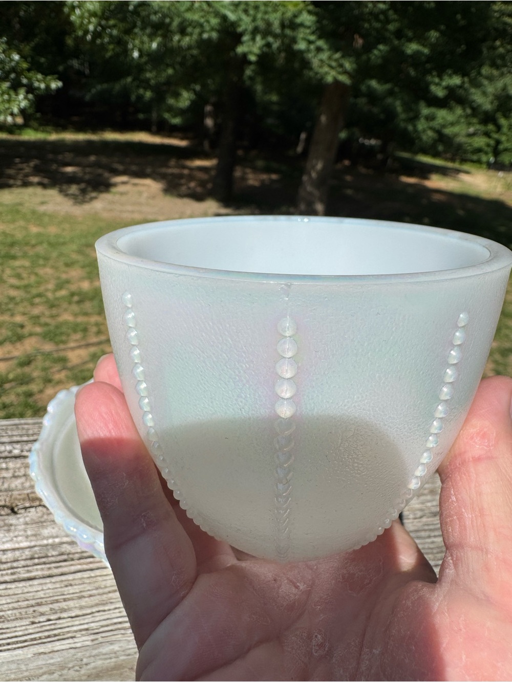 Iridescent Opalescent Beaded fairy lamp Fenton - Picture 7 of 10